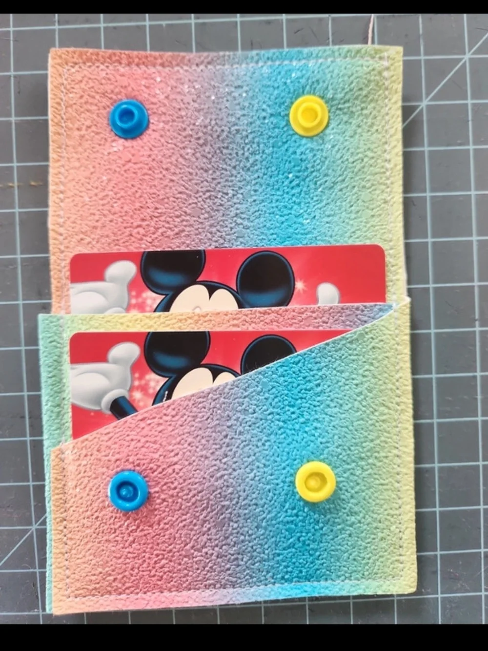 Rainbow Snap Wallet with Blue and Yellow Snaps